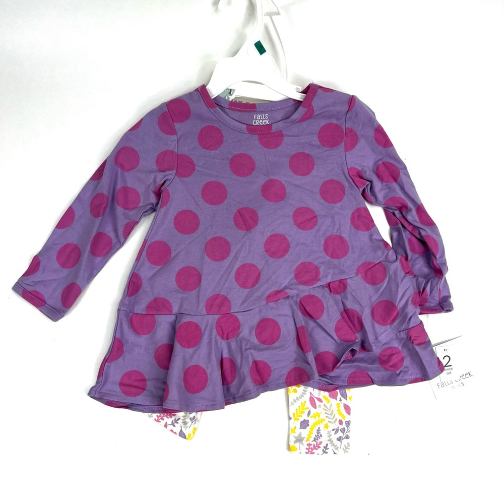Girls Purple Assymetrical Top and Matching Leggings Outfit NWT